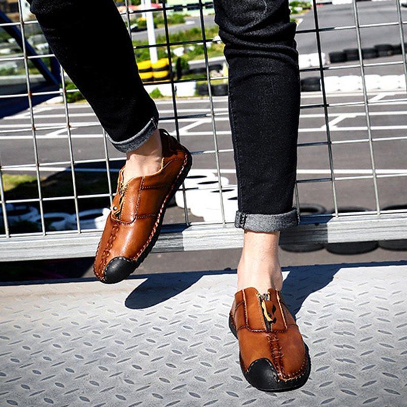 Men's Explosions Breathable Wear Spring And Summer England Outdoor Hand-Stitched Leather Shoes