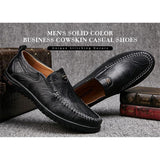 Men's Solid Color Business Cowskin Casual Driving Shoes