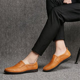 Men's Solid Color Business Cowskin Casual Driving Shoes