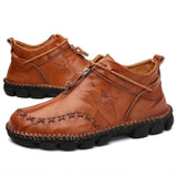 Men Hand Stitching Leather Non Slip Large Size Soft Sole Casual Boots