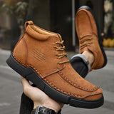 Mostelo® -Winter men's casual leather shoes with leather soft soles and high top leather shoes