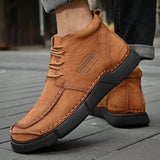 Mostelo® -Winter men's casual leather shoes with leather soft soles and high top leather shoes