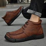 Mostelo® -Winter men's casual leather shoes with leather soft soles and high top leather shoes