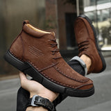 Mostelo® -Winter men's casual leather shoes with leather soft soles and high top leather shoes