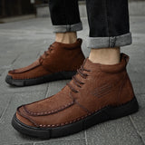 Mostelo® -Winter men's casual leather shoes with leather soft soles and high top leather shoes