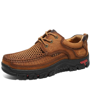 Mostelo With Laces -Men's Breathable Mesh Hiking leather Shoes With Supportive Soles