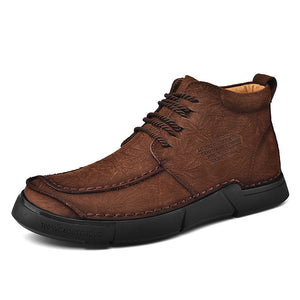 Mostelo® -Winter men's casual leather shoes with leather soft soles and high top leather shoes