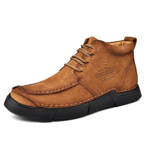 Mostelo® -Winter men's casual leather shoes with leather soft soles and high top leather shoes